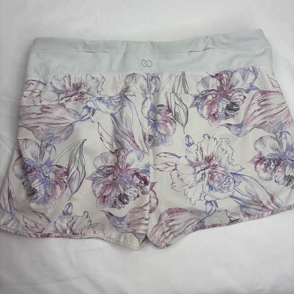 CALIA Infinity Run Mid Rise Floral White Purple Running Shorts Womens XL - Picture 2 of 7